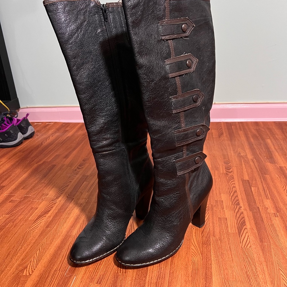 Sofft 'Savona' Tall Side Zip Fashion Boots Dark Brown Leather US 9